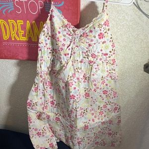 White breathable no boundaries dress w/ adjustable straps and flower design